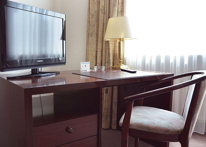Work area with television